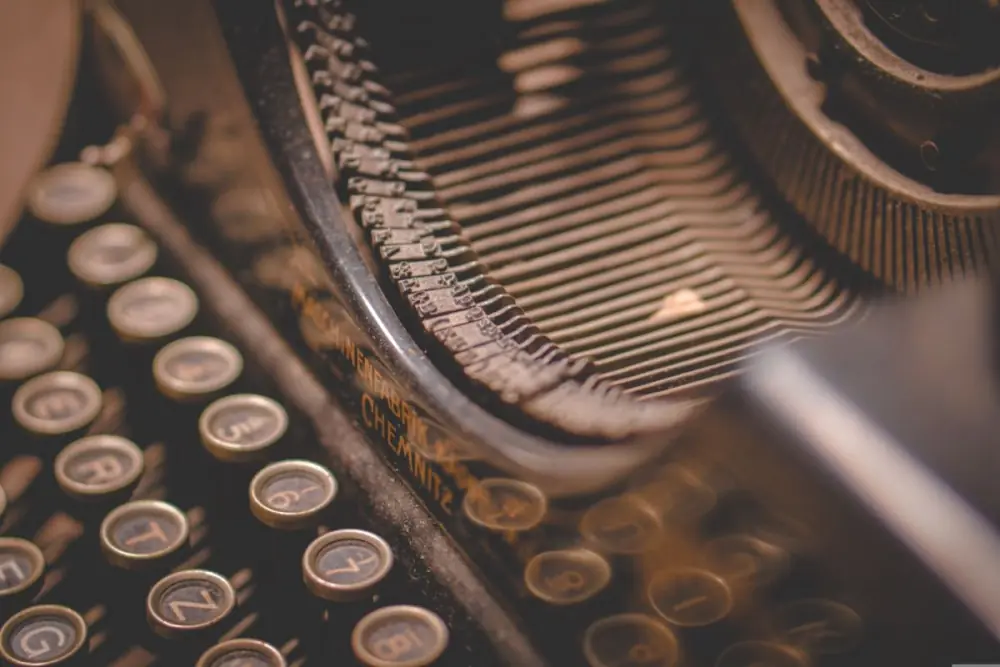 A warm macro of an old typewriter and its keys