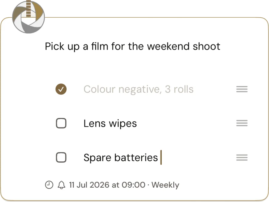 One Catchlight Take being a note, a checklist and a reminder at once
